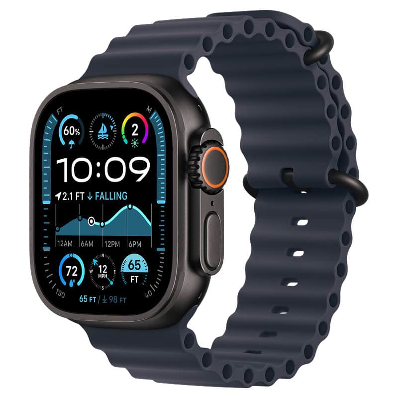 Watch Ultra 2024 GPS + Cellular, 49 мм корпус из титана цвета Черный титан, ремешок Ocean темно-синего цвета